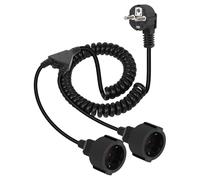 YANBORONSN Spiralverlängerungskabel, 1 BIS 2 Schutz-Touchpoint-Spiralkabel, 16A / 250V, Verlängerungskabel mit 2 Steckdosen (1.7M)
