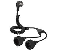 YANBORONSN Spiralverlängerungskabel, 1 BIS 2 Schutz-Touchpoint-Spiralkabel, 16A / 250V, Verlängerungskabel mit 2 Steckdosen (Court)