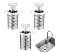 YanBous 2 Pièces Bouchons de Lavabo Pop-Up pour Tailles de Drain 34-40mm, Tamis d'Évacuation Universel avec Filtre Anti-Obstruction et Noyau à Ressort, Convient pour Cuisine, Salle de Bain et Balcon