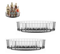 YanBous 2 pièces Organisateur de cuisine, petit plateau tournant en plastique sans BPA pour placard, porte-épices rotatif pour condiments et épices, transparent, 21 cm
