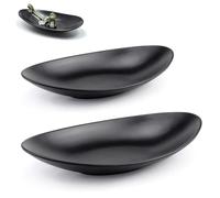 YanBous 2 Pièces Plateau À Bijoux Noir, Plateau Pour Clés, Organisateur De Bijoux, Décoration D'entrée, Plateau Décoratif, Cadeau De Pendaison De Crémaillère (Ovale/Grand Ovale)