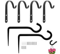 YanBous Ensemble de Crochets Muraux en Fer, Étagère Suspendue Noire pour Jardin et Terrasse. Set de 6 pour Suspendre des Paniers, Nichoirs, Lanternes et Carillons Éoliens.