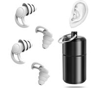 YanBous Lot de 2 paires de bouchons d'oreille anti-3 couches de matériau insonorisant en silicone pour l'avion, le concert et la concentration - 32 dB - Gris (2 paires)