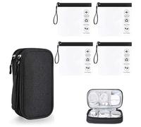 YanBous Lot de 4 Trousse de Toilette Sécurité Aéroport - Sacs à Liquides Anti-fuite 20x20cm, avec Organisateur de Câbles Universel, Trousses de Toilette Transparentes et Imperméables Idéales