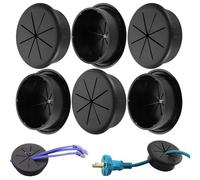 YanBous Lot de 6 Passages de Câbles Flexibles 60mm en Plastique - Couvertures de Trou de Câble Noires, Idéales pour Bureaux & Meubles de Bureau, Installation Facile