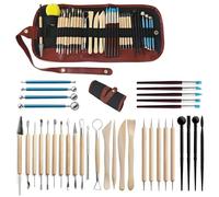 Yanbureta 36 Pièces Outils de Poterie, Kit de Sculpture Argile,Set Complet pour Céramique, Sculpture et Modélisme, Kit Polyvalent avec Pochette de Rangement pour Débutants et Artistes