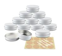 YANCAER 10 Pièces Pots en Aluminium Blanc de 60ml avec Couvercle - D68mm x H27mm Vide Ronde Cosmétiques Pot Conteneurs de Voyage pour Maquillage, Crème, Baume à Lèvres, Mini Bougies
