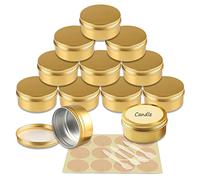 YANCAER 10 Pièces Pots en Aluminium Or de 150ml avec Couvercle - D83mm x H38mm Vide Ronde Cosmétiques Pot Conteneurs de Voyage pour Maquillage, Crème, Baume à Lèvres, Mini Bougies