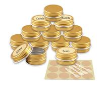 YANCAER 10 Pièces Pots en Aluminium Or de 5ml avec Couvercle - D26mm x H15mm Vide Ronde Cosmétiques Pot Conteneurs de Voyage pour Maquillage, Crème, Baume à Lèvres, Mini Bougies