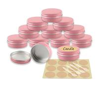 YANCAER 10 Pièces Pots en Aluminium Rose de 15ml avec Couvercle - D41mm x H17mm Vide Ronde Cosmétiques Pot Conteneurs de Voyage pour Maquillage, Crème, Baume à Lèvres, Mini Bougies