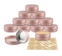 YANCAER 10 Pièces Pots en Aluminium Rose mat de 30ml avec Couvercle - D52mm x H21mm Vide Ronde Cosmétiques Pot Conteneurs de Voyage pour Maquillage, Crème, Baume à Lèvres, Mini Bougies