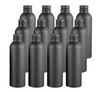 YANCAER 12 pièces 150ml Noir Vide Flacon Aluminium flacons avec Bouchon à Vis Rechargeable pour liquides, huiles, cosmétiques, voyages et préparations DIY