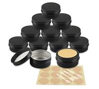 YANCAER 24 Pièces Pots en Aluminium Noir Mat de 50ml avec Couvercle - D57mm x H28mm Vide Ronde Cosmétiques Pot Conteneurs de Voyage pour Maquillage, Crème, Baume à Lèvres, Mini Bougies