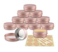YANCAER 24 Pièces Pots en Aluminium Rose mat de 30ml avec Couvercle - D52mm x H21mm Vide Ronde Cosmétiques Pot Conteneurs de Voyage pour Maquillage, Crème, Baume à Lèvres, Mini Bougies