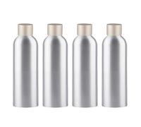 YANCAER 4 pièces 200ml Argent Portable Vide Flacon Aluminium flacons avec Bouchon en Aluminium Fileté Or Mat Rechargeable pour liquides, huiles, cosmétiques, voyages et préparations DIY