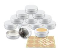 YANCAER 50 Pièces Pots en Aluminium Blanc de 15ml avec Couvercle - D41mm x H17mm Vide Ronde Cosmétiques Pot Conteneurs de Voyage pour Maquillage, Crème, Baume à Lèvres, Mini Bougies