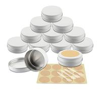 YANCAER 50 Pièces Pots en Aluminium Blanc de 30ml avec Couvercle - D52mm x H21mm Vide Ronde Cosmétiques Pot Conteneurs de Voyage pour Maquillage, Crème, Baume à Lèvres, Mini Bougies