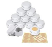 YANCAER 50 Pièces Pots en Aluminium Blanc de 5ml avec Couvercle - D26mm x H15mm Vide Ronde Cosmétiques Pot Conteneurs de Voyage pour Maquillage, Crème, Baume à Lèvres, Mini Bougies