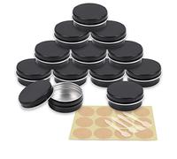 YANCAER 50 Pièces Pots en Aluminium Noir brillant de 15ml avec Couvercle - D41mm x H17mm Vide Ronde Cosmétiques Pot Conteneurs de Voyage pour Maquillage, Crème, Baume à Lèvres, Mini Bougies