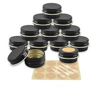 YANCAER 50 Pièces Pots en Aluminium Noir brillant de 5ml avec Couvercle - D26mm x H15mm Vide Ronde Cosmétiques Pot Conteneurs de Voyage pour Maquillage, Crème, Baume à Lèvres, Mini Bougies