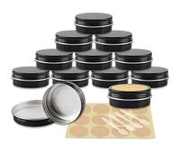 YANCAER 50 Pièces Pots en Aluminium Noir brillant de 60ml avec Couvercle - D68mm x H27mm Vide Ronde Cosmétiques Pot Conteneurs de Voyage pour Maquillage, Crème, Baume à Lèvres, Mini Bougies