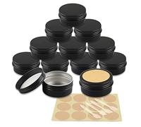 YANCAER 50 Pièces Pots en Aluminium Noir Mat de 50ml avec Couvercle - D57mm x H28mm Vide Ronde Cosmétiques Pot Conteneurs de Voyage pour Maquillage, Crème, Baume à Lèvres, Mini Bougies