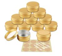 YANCAER 50 Pièces Pots en Aluminium Or de 50ml avec Couvercle - D57mm x H28mm Vide Ronde Cosmétiques Pot Conteneurs de Voyage pour Maquillage, Crème, Baume à Lèvres, Mini Bougies