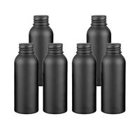 YANCAER 6 pièces 100ml Noir Vide Flacon Aluminium flacons avec Bouchon à Vis Rechargeable pour liquides, huiles, cosmétiques, voyages et préparations DIY