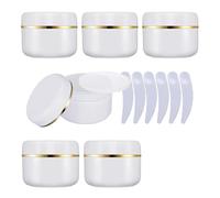YANCAER 6 pièces 20 g Blanc Crème Pots en Plastique,20 ml Avec Bord Or Cosmétiques récipient Lotion onguents DIY Masque facial Pots en Voyage produits de beauté