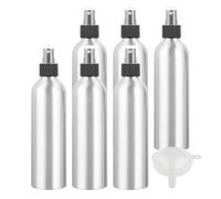 YANCAER 6 pièces 250ml Portable Vide Flacon Aluminium flacons avec Bouchon Noir Pompe Spray Vaporisateur Bouteille Per l'eau l'alcool Cosmétique Voyage
