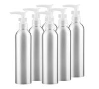 YANCAER 6 pièces 250ml Portable Vide Flacon Aluminium flacons Bouchon Transparent Distributeur Bouteille per Crème lavante, Gel Douche, Salle de Bains Hôtel Rechargeables