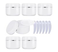 YANCAER 6 pièces 50 g Blanc Crème Pots en Plastique,50 ml Avec Bord Argent Cosmétiques récipient Lotion onguents DIY Masque facial Pots en Voyage produits de beauté