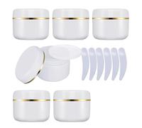 YANCAER 6 pièces 50 g Blanc Crème Pots en Plastique,50 ml Avec Bord Or Cosmétiques récipient Lotion onguents DIY Masque facial Pots en Voyage produits de beauté