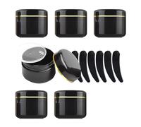 YANCAER 6 pièces 50 g Noir Crème Pots en Plastique,50 ml Avec Bord Or Cosmétiques récipient Lotion onguents DIY Masque facial Pots en Voyage produits de beauté