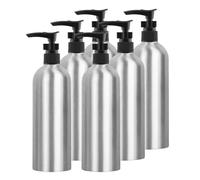 YANCAER 6 pièces 500ml Portable Vide Flacon Aluminium flacons Bouchon Noir Distributeur Bouteille per Crème lavante, Gel Douche, Salle de Bains Hôtel Rechargeables