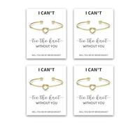 YANCHUN Bracelet de demoiselle d'honneur en or avec nœud d'amour pour femme - Cadeau de demoiselle d'honneur avec une carte « I Can't Tie the Knots without You Will You Be My Bridesmaids », Métal