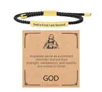 YANCHUN Bracelet réglable avec inscription « God Is First I Am Second » - Cadeau de foi chrétien - Tendance, L, Acier inoxydable, Pas de gemme