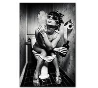 YANCONG Puzzle Collection 1000 Pièces Dame Sexy Fumant dans Les Toilettes, Art Mural Noir Et Blanc Puzzle en Bois 70X50Cm