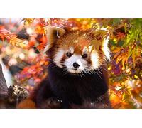YANCONG Puzzle en Bois Adulte 1500 Pièces, Puzzle 3D Mignon Panda Roux sous Les Feuilles Jouet en Bois Cadeau Unique Décoration Intérieure