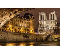 YANCONG Puzzle Enfant Classique 1000 Pièces, Puzzle 3D Brillant Notre Dame De Paris Le Soir Puzzle Bois Imprimé HD