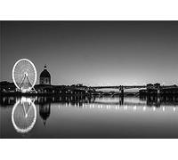 YANCONG Puzzles Classiques 1000 Pièces, Puzzle 3D,Paysage Urbain Noir Et Blanc De Toulouse, France Puzzle 75X50Cm
