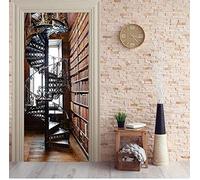 YANCONG Stickers 3D Porte Bibliothèque D'Escalier en Colimaçon 3D Papier Peint pour Chambre d'enfant Décoration Murale 77X200Cm