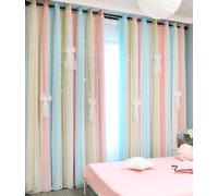 Yancorp - Rideaux occultants pour Chambre d'enfant - Motif étoile - 2 Couches - Rose Clair et Bleu - 132,1 x 160 cm (l x L)