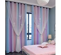 Yancorp Rideaux pour chambre de fille et chambre d'enfant, rideau de fenêtre coloré, 243,8 cm de long, œillets occultants à œillets, 2 couches (rose violet, 132,1 x 243,8 cm (l x L)