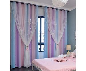 Yancorp Rideaux pour chambre de fille et chambre d'enfant, rideau de fenêtre coloré, 243,8 cm de long, œillets occultants à œillets, 2 couches (rose violet, 132,1 x 243,8 cm (l x L)