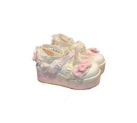 Yancremio Chaussures Mary Jane Kawaii pour Femmes, Style Y2K, avec Brides Croisées, Nœud Et Plateforme Épaisse, Idéales pour Un Look Sweet Lolita, Cosplay, Soirées Et Usage Quotidien (Blanc,36)