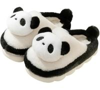 Yancremio Pantoufles panda pour enfants garçons filles pantoufles en peluche mignonnes douces intérieures antidérapantes maison parent-enfant pantoufles chaudes en peluche (Blanc,36)
