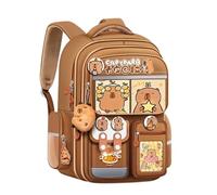 Yancremio Sac À Dos Capybara Pour Garçons Et Filles Sac À Dos D'école Amusant Et Mignon Cadeau De Rentrée Scolaire Approprié Pour Les Élèves Du Primaire (Marron,20 * 30 * 42cm)