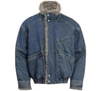 Yancremio Veste En Jean Décontractée Épaisse Et Ample Pour Hommes Tendance Rétro Mode Automne Et Hiver Col Montant Fermeture Éclair Hip-hop Punk Gothique (Bleu,M)