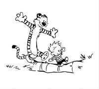 YANDAOFANG Calvin et Hobbes Dance Creative Vinyl Wall Sticker pour Chambre d'enfant Chambre d'enfant Décoration Murale Amovible Vinyl Wall Sticker 57X80 cm